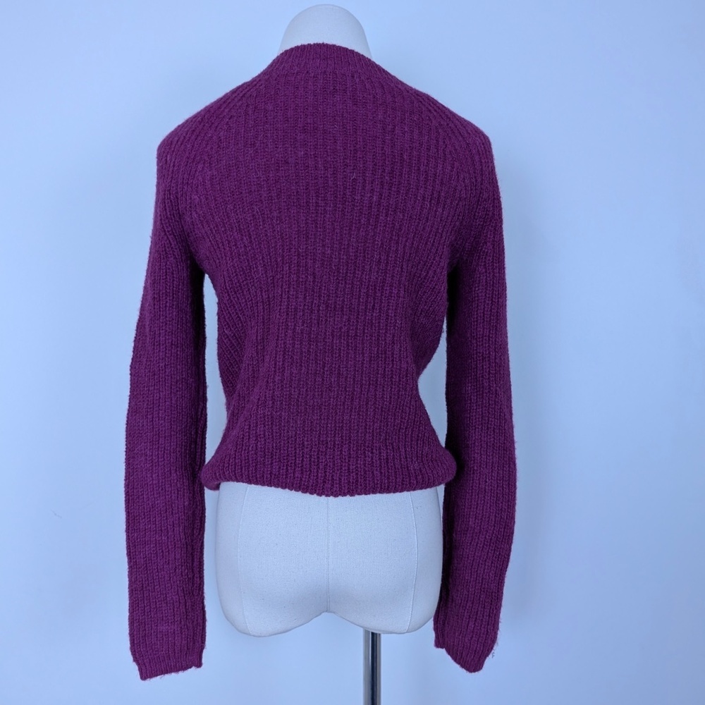 J. Crew Pink Knit Crew Neck Ribbed Long Sleeve Asymmetrical Beaded Shoulder - Picture 9 of 11